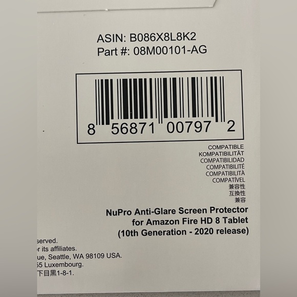 NuPro Anti-Glare Screen Protector for Amazon Fire HD 8 tablet and Fire HD 8 Plus - Picture 8 of 9